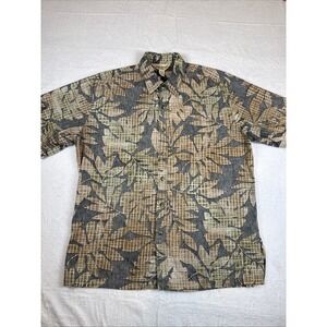 Cooke Street Mens Hawaiian Floral Reverse Print Pocket Shirt Short Sleeve Sz L